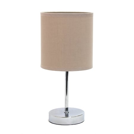 Chrome Mini Basic Table Lamp With Fabric Shade, Gray